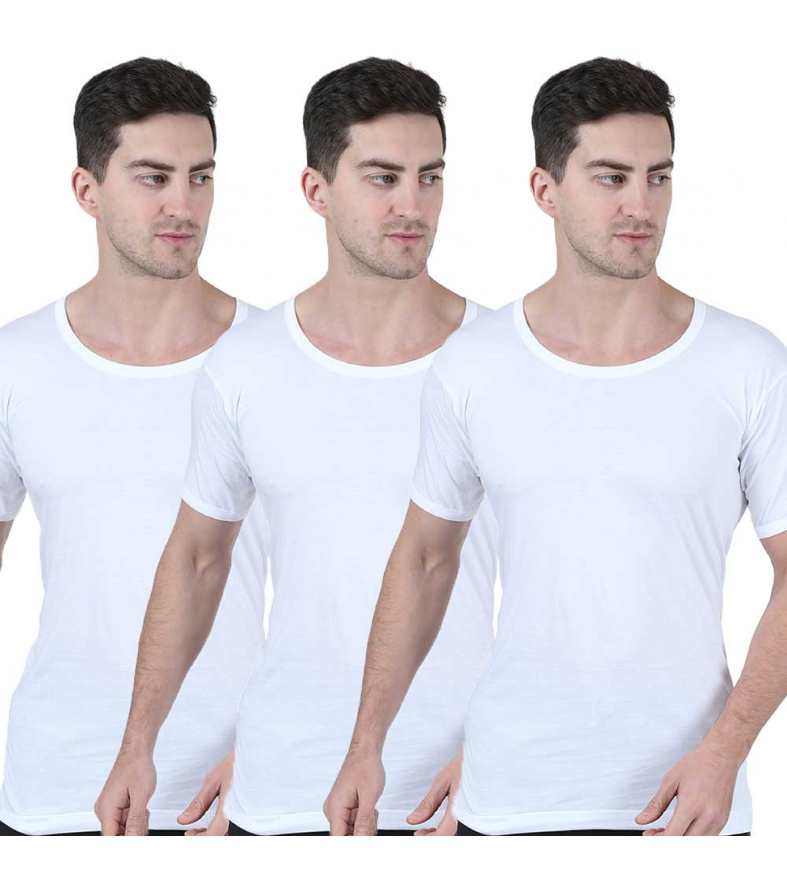Men's Cotton RNS Vest Combo Pack of 3 White